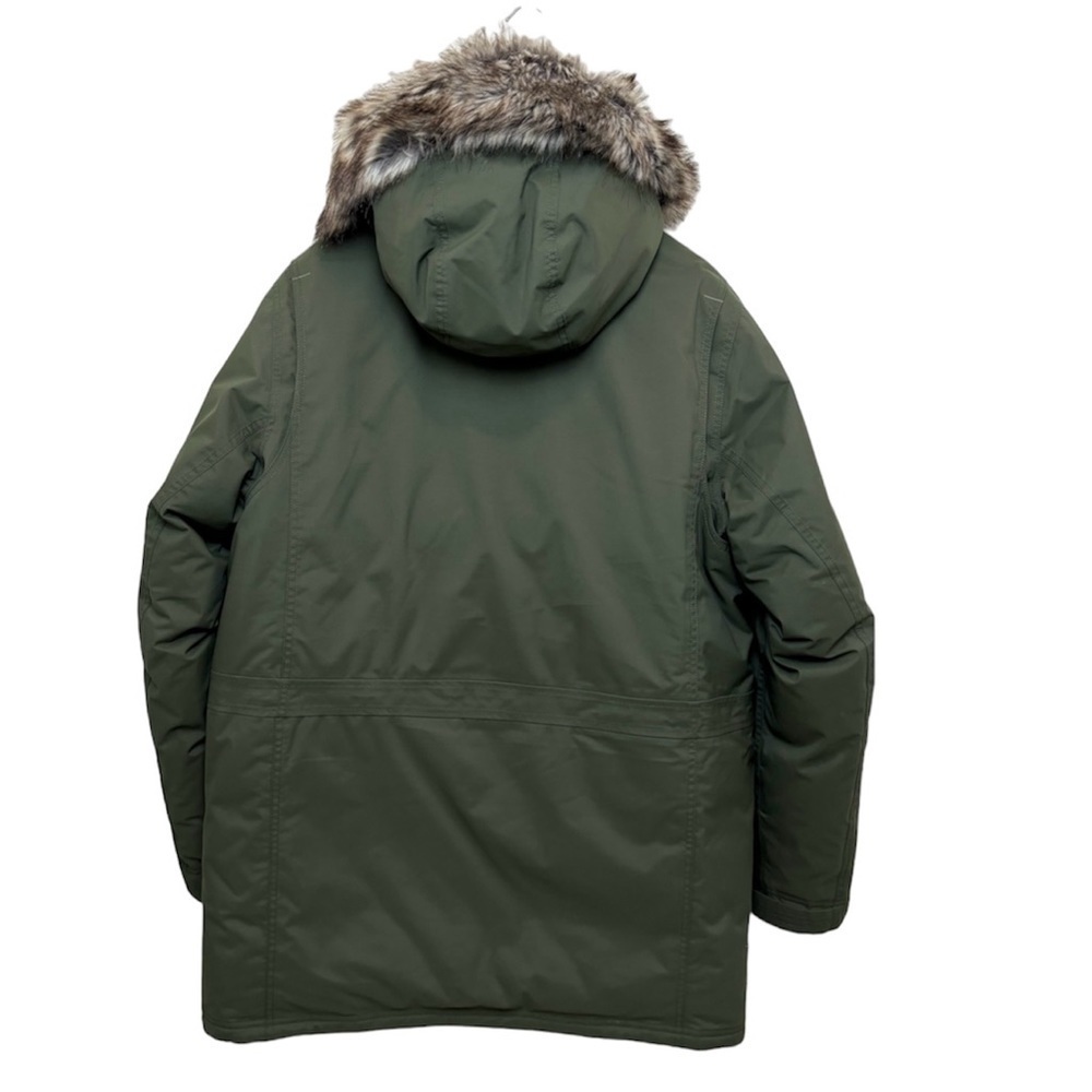 Eddie Bauer Men’s Superior Down Parka Jacket  Large Army Green  w Faux Fur Trim - Picture 5 of 17